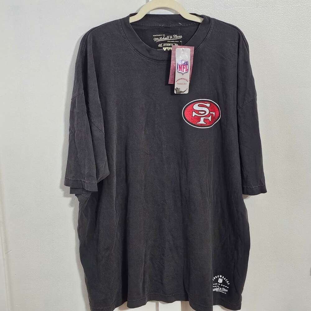 Mitchell & Ness 49ers Flames Graphic Tee XXL Nwt Faded Black NFL Throwback